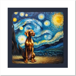 Starry Vizsla Portrait - Dog Portrait Posters and Art